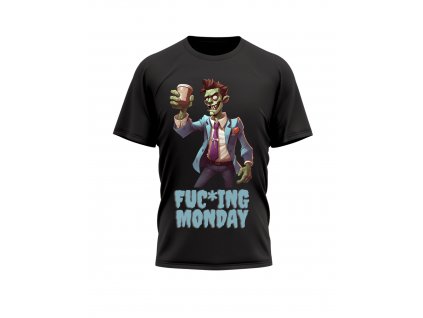 Panske-Tricko-s-kratkym-rukavem-tricko-pro-pany-tricko-pro-muze-malfini-adler-Zombie-Fucking-Monday-i-hate-monday-nesnasim-pondeli-cerne-100%-bavlna-triko-s-potiskem