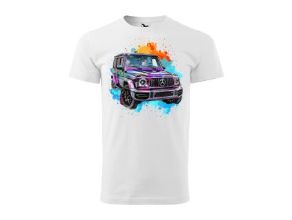 panske-bavlnene-tricko-s-potiskem-mercedes-tricko-pro-fanousky-mercedesu-mercedes-g-vagon-tricko-mercedes-AMG-mercedes-benz-tricko-pro-fanouska-mercedesu-malfini-adler-100%-bavlna-bile