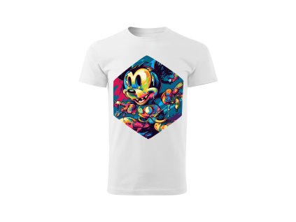 panske-bavlnene-tricko-s-kratkym-rukavem-s-potiskem-mickey-mouse-creepy-hororovy-mickey-mouse-disney-tricko-pro-muze-malfini-adler-100%-bavlna-bile