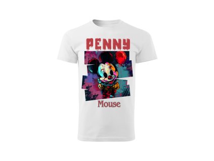panske-bavlnene-tricko-s-potiskem-mickey-mouse-pennywise-penny-mouse-disney-it-clown-horror-malfini-adler-100%-bavlna-bile