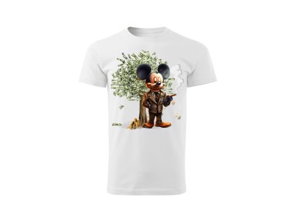 panske-bavlnene-tricko-s-kratkym-rukavem-s-potiskem-mickey-mouse-bohaty-mickey-mouse-disney-malfini-adler-100%-bavlna-bile