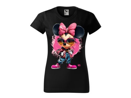 damske-bavlnene-tricko-s-kratkym-rukavem-s-potiskem-minnie-mouse-fashion-style-mickey-mouse-disney-malfini-adler-100%-bavlna-cerne