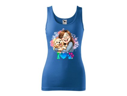 damske-bavlnene-tilko-s-potiskem-psa-pejska-love-dog-miluju-psa-miluju-psy-pro-milovnice-psu-malfini-adler-100%-bavlna-modre