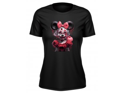 Damske-Tricko-s-kratkym-rukavem-tricko-pro-zeny-tricko-pro-divky-malfini-adler-Creepy-girl-Minnie-cerne-100%-bavlna-triko-s-potiskem