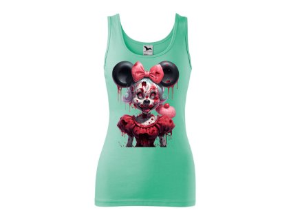 damske-bavlnene-tilko-s-potiskem-minnie-mouse-mickey-mouse-disney-creepy-girl-hororova-minnie-mouse-damske-tilko-s-originalnim-potiskem-minnie-mouse-malfini-adler-100%-bavlna-zelene-matove