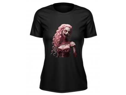 damske-tricko-s-kratkym-rukavem-tricko-pro-damy-tricko-pro-holky-zombie-barbie-nemrtva-mrtva-origo-motivy-malfini-adler-100%-bavlna-cerne-triko-s-potiskem