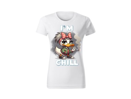 damske-bavlnene-tricko-s-potiskem-kachna-daisy-s-cigaretou-i-am-chill-disney-malfini-adler-100%-bavlna-bile