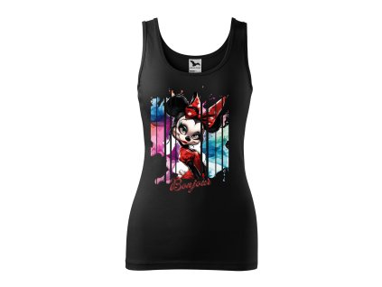 damske-bavlnene-tilko-s-potiskem-minnie-mouse-mickey-mouse-disney-minnie-jako-francouzka-ve-francouzskem-stylu-malfini-adler-100%-bavlna-cerne