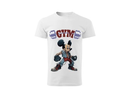 panske-bavlnene-tricko-s-potiskem-mickey-mouse-disney-minnie-mouse-gym-rat-tricko-do-posilovny-malfini-adler-100%-bavlna-bile