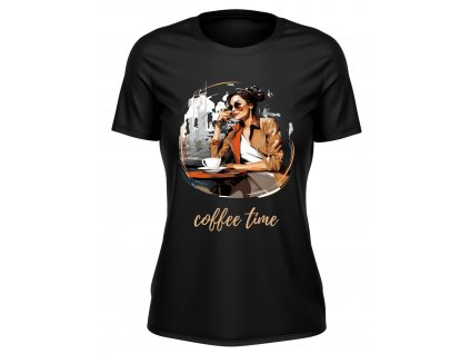 Damske-Tricko-s-kratkym-rukavem-tricko-pro-zeny-tricko-pro-divky-malfini-adler-Coffee-Time-cerne-100%bavlna-triko-s-potiskem