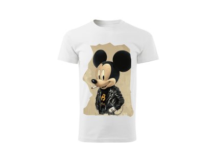 panske-bavlnene-tricko-s-potiskem-mickey-mouse-drsnak-mickey-mickey-s-cigaretou-v-kozene-bunde-disney-malfini-adler-100%-bavlna-bile