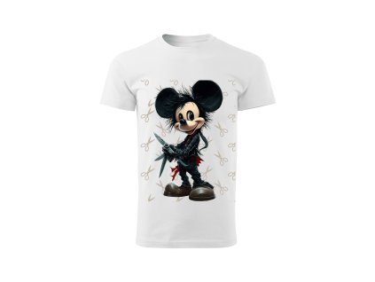 panske-bavlnene-tricko-s-potiskem-mickey-mouse-minnie-mouse-disney-strihoruky-mickey-strihoruky-edward-malfini-adler-100%-bavlna-bile