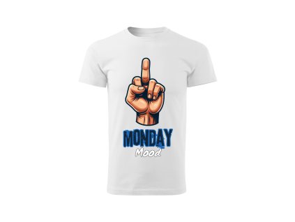 panske-bavlnene-tricko-s-potiskem-monday-mood-fucking-monday-nesnasim-pondeli-tricko-pro-odpurce-pondeli-malfini-adler-100%-bavlna-bile