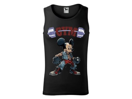 panske-bavlnene-tilko-s-potiskem-mickey-mouse-disney-minnie-mouse-gym-rat-pro-priznivce-fitnes-malfini-adler-100%-bavlna-cerne