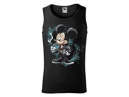 panske-bavlnene-tilko-s-potiskem-drsnak-mickey-mouse-minnie-mouse-disney-mickey-mouse-v-kozene-bunde-malfini-adler-100%-bavlna-cerne
