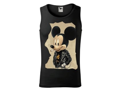 panske-bavlnene-tilko-s-potiskem-mickey-mouse-v-kozene-bunde-s-cigaretou-drsnak-mickey-malfini-adler-disney-100%-bavlna-cerna