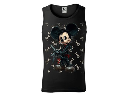 panske-bavlnene-tilko-s-potiskem-strihoruky-mickey-mouse-disney-malfini-adler-100%-bavlna-cerne