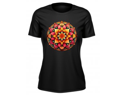 damske-tricko-s-kratkym-rukavem-tricko-pro-damy-tricko-pro-zeny-tricko-pro-slecny-malfini-adler-mandala-orient-100%-bavlna-cerne-triko-s-potiskem-zen-harmonie