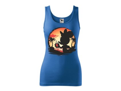 damske-bavlnene-tilko-s-potiskem-siluety-minnie-mouse-na-plazi-s-drinkem-tilko-s-letnim-originalnim-potiskem-malfini-adler-100%-bavlna-modre-azurove-modra