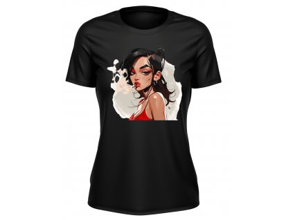 Damske-tricko-s-kratkym-rukavem-tricko-pro-zeny-bad-girl-smoke-girl-rebelka-s-cigaretou-kuracka-malfini-adler-origo-motivy-100%-bavlna-cerne-triko-s-potiskem-mam-pici