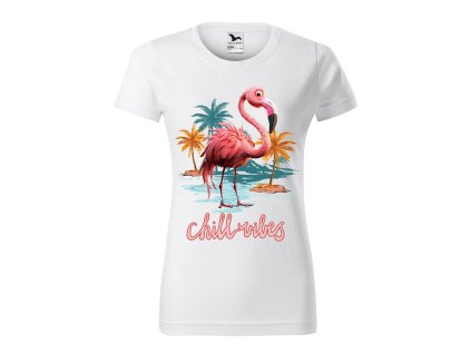 damske-bavlnene-tricko-s-originalnim-potiskem-plamenak-na-plazi-chill-vibes-originalni-tricko-malfini-adler-100%-bavlna-bile