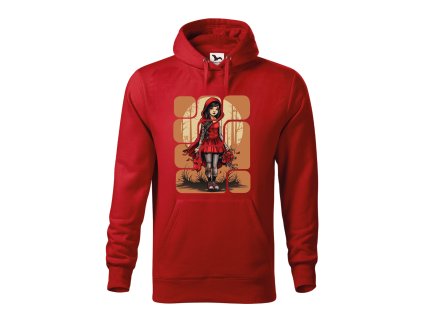 damska-bavlnena-mikina-s-kapuci-a-klokankovou-kapsou-s-originalnim-potiskem-cervene-karkulky-cervena-karkulka-malfini-adler-65%-bavlna-35%-polyester-cervena