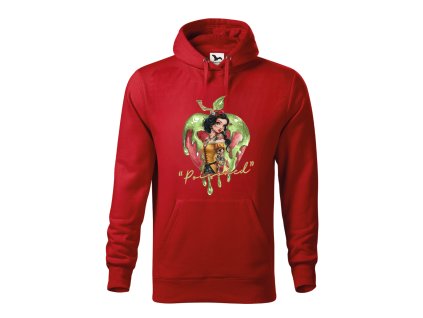 damska-bavlnena-mikina-s-kapuci-a-klokankovou-kapsou-s-originalnim-potiskem-potetovane-moderni-snehurky-snehurka-disney-malfini-adler-65%-bavlna-35%-polyester-malfini-adler-cervena