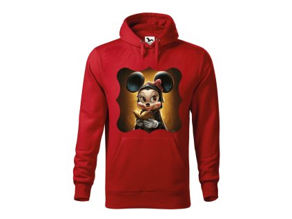 damska-bavlnena-mikina-s-kapuci-a-klokankovou-kapsou-s-potiskem-minnie-mouse-mickey-mouse-disney-minnie-jako-jeptiska-vtipny-originalni-potisk-s-minnie-malfini-adler-65%-bavlna-35%-polyester-cervena