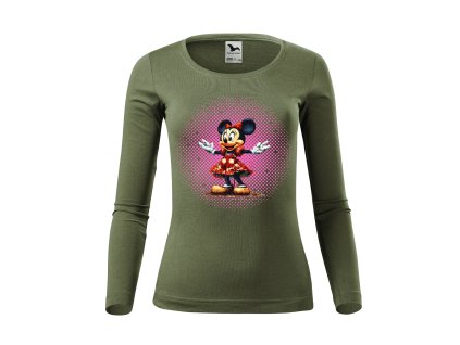damske-bavlnene-tricko-s-dlouhym-rukavem-s-originalnim-potiskem-minnie-mouse-mickey-mouse-disney-pixel-32-bit-100%-bavlna-malfini-adler-perfektni-darek-na-vanoce-khaki