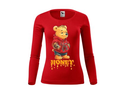 damske-bavlnene-tricko-s-dlouhym-rukavem-s-potiskem-medvidek-pu-potetovany-medvidek-pu-disney-medvidek-pu-v-cervene-mikine-netradicni-medvidek-pu-malfini-adler-darek-na-vanoce-vanocni-darek-malfini-adler-100%-bavlna-cervena