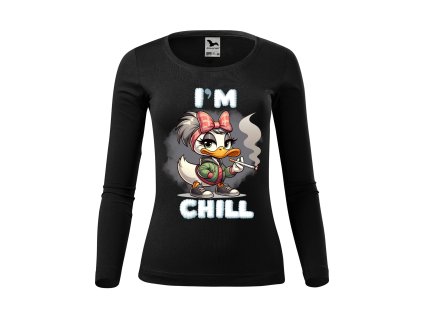 damske-bavlnene-tricko-s-dlouhym-rukavem-s-vtipnym-originalnim-potiskem-kachna-daisy-kachna-s-cigaretou-disney-i-am-chill-malfini-adler-vanocni-darek-darek-na-vanoce-100%-bavlna-cerna