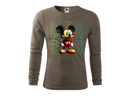 panske-bavlnene-tricko-s-dlouhym-rukavem-s-potiskem-mickey-mouse-disney-pixel-mickey-32bit-netradicni-pansky-potisk-s-mickey-mousem-darek-na-vanoce-vanocni-darek-malfini-adler-100%-bavlna-army