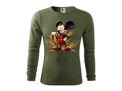 panske-bavlnene-tricko-s-dlouhym-rukavem-s-potiskem-mickey-mouse-s-pivem-mickey-pivar-tricko-pro-pivare-pro-milovniky-piva-pro-sladky-vanocni-darek-darek-na-vanoce-malfini-adler-100%-bavlna-khaki