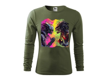 panske-bavlnene-tricko-s-dlouhym-rukavem-s-potiskem-vetrelec-vs-predator-darek-na-vanoce-vanocni-darek-malfini-adler-100%-bavlna-khaki