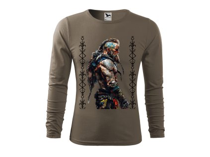 panske-bavlnene-tricko-s-dlouhym-rukavem-s-potiskem-vikinga-ragnarok-pro-milovniky-vikingu-darek-na-vanoce-vanocni-darek-malfini-adler-100%-bavlna-army