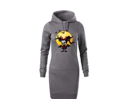 damska-dlouha-bavlnena-mikina-s-kapuci-a-klokankovou-kapsou-s-potiskem-minnie-mouse-jako-upirka-disney-mickey-mouse-netradicni-potisk-s-minnie-mouse-vanocni-darek-darek-na-vanoce-malfini-adler-65%-bavlna-35%-polyester-seda