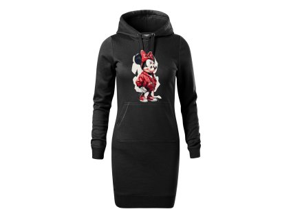 damska-dlouha-bavlnena-mikina-s-kapuci-a-klokankovou-kapsou-s-originalnim-potiskem-minnie-mouse-v-bomber-bunde-v-bomberce-mickey-mouse-disney-netradicni-potisk-s-minnie-mouse-pro-milovnice-minnie-darek-na-vanoce-vanocni-darek-malfini-adler-65%-bavlna-35%-polyester-cerna
