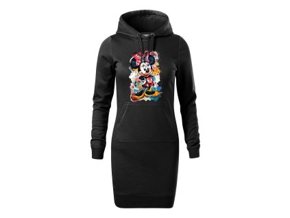 damska-dlouha-bavlnena-mikina-s-kapuci-a-klokankovou-kapsou-s-netradicinim-originalnim-potiskem-umelecka-minnie-mouse-disney-mickey-mouse-vanocni-darek-darek-na-vanoce-malfini-adler-65%-bavlna-35%-polyester-cerna
