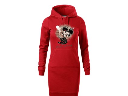 damska-bavlnena-dlouha-mikina-s-kapuci-a-klokankovou-kapsou-s-potiskem-minnie-mouse-s-cigaretou-mickey-mouse-disney-netradicni-potisk-s-minnie-mouse-darek-na-vanoce-vanocni-darek-malfini-adler-65%-bavlna-35%-polyester-cervena