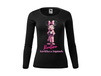 damske-bavlnene-tricko-s-dlouhym-rukavem-s-potiskem-minnie-v-zupanu-minnie-mouse-mickey-mouse-disney-vanocni-darek-darek-vanocni-malfini-adler-100%-bavlna-cerna