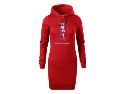 damska-bavlnena-dlouha-mikina-s-kapuci-a-klokankovou-kapsou-s-potiskem-minnie-mouse-v-zupanu-mickey-mouse-disney-vanocni-darek-darek-na-vanoce-malfini-adler-65%-bavlna-35%-polyester-cervena