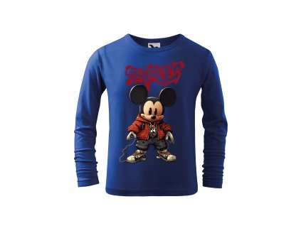 chlapecke-bavlnene-tricko-s-dlouhym-rukavem-s-potiskem-mickey-mouse-street-art-urban-pro-hiphopery-disney-vanocni-darek-darek-na-vanoce-malfini-adler-100%-bavlna-modra