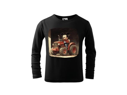 chlapecke-bavlnene-tricko-s-dlouhym-rukavem-s-potiskem-mickey-mouse-traktorista-pro-male-farmare-darek-na-vanoce-vanocni-darek-disney-malfini-adler-100%-bavlna-cerna