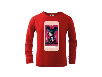 divci-bavlnen-tricko-s-dlouhym-rukavem-anime-minnie-mouse-disney-selfie-darek-na-vanoce-vanocni-darek-mickey-mouse-malfini-adler-100%-bavlna-cervena