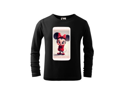 divci-bavlnene-tricko-s-dlouhym-rukavem-s-potiskem-anime-minnie-mouse-disney-selfie-darek-na-vanoce-vanocni-darek-malfini-adler-100%-bavlna-cerna