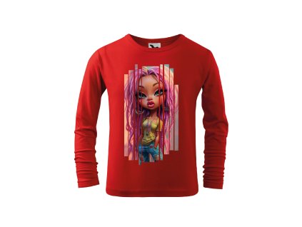 divci-bavlnene-tricko-s-dlouhym-rukavem-s-potiskem-fashion-barbie-stylova-moderni-barbie-vanocni-darek-darek-na-vanoce-malfini-adler-100%-bavlna-cervena