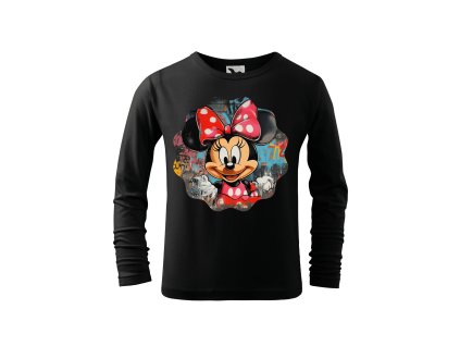 divci-bavlnene-tricko-s-dlouhym-rukavem-s-potiskem-artistic-minnie-mouse-umelecka-minnie-disney-fashion-darek-na-vanoce-vanocni-darek-malfini-adler-100%-bavlna-cerna