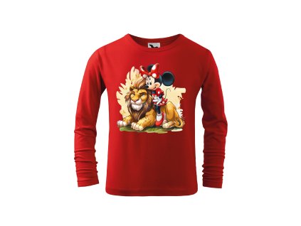 divci-bavlnene-tricko-s-dlouhym-rukavem-s-potiskem-minnie-mouse-mickey-mouse-disney-minnie-a-lev-darek-na-vanoce-vanocni-darek-malfini-adler-100%-bavlna-cervena