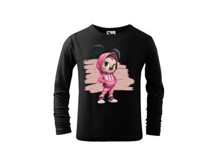 divci-bavlnene-tricko-s-dlouhym-rukavem-s-potiskem-minnie-mouse-s-kapuci-disney-mickey-mouse-malfini-adler-vanocni-darek-darek-na-vanoce-100%-bavlna-cerna