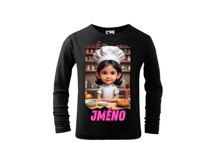 divci-bavlnene-personalizovane-tricko-s-dlouhym-rukavem-mala-kucharka-darek-na-vanoce-vanocni-darek-malfini-adler-100%-bavlna-cerna